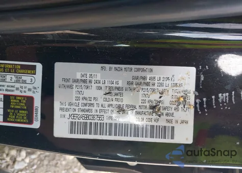 2011 Mazda Cx-7 I Sv from USA, damaged, VIN JM3ER2A59B0387563